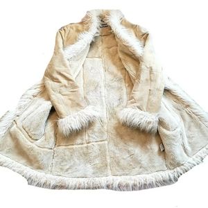 XOXO Suede Leather Sherpa Lined Coat Womens M